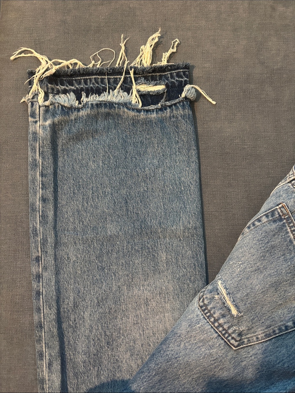 Straight-Leg Distressed Denim Jeans — Blue - Picture 4 of 4